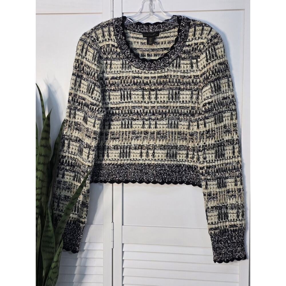 House of Harlow 1960 REVOLVE Sweater Knit Pullover Cropped Black Large Preppy
